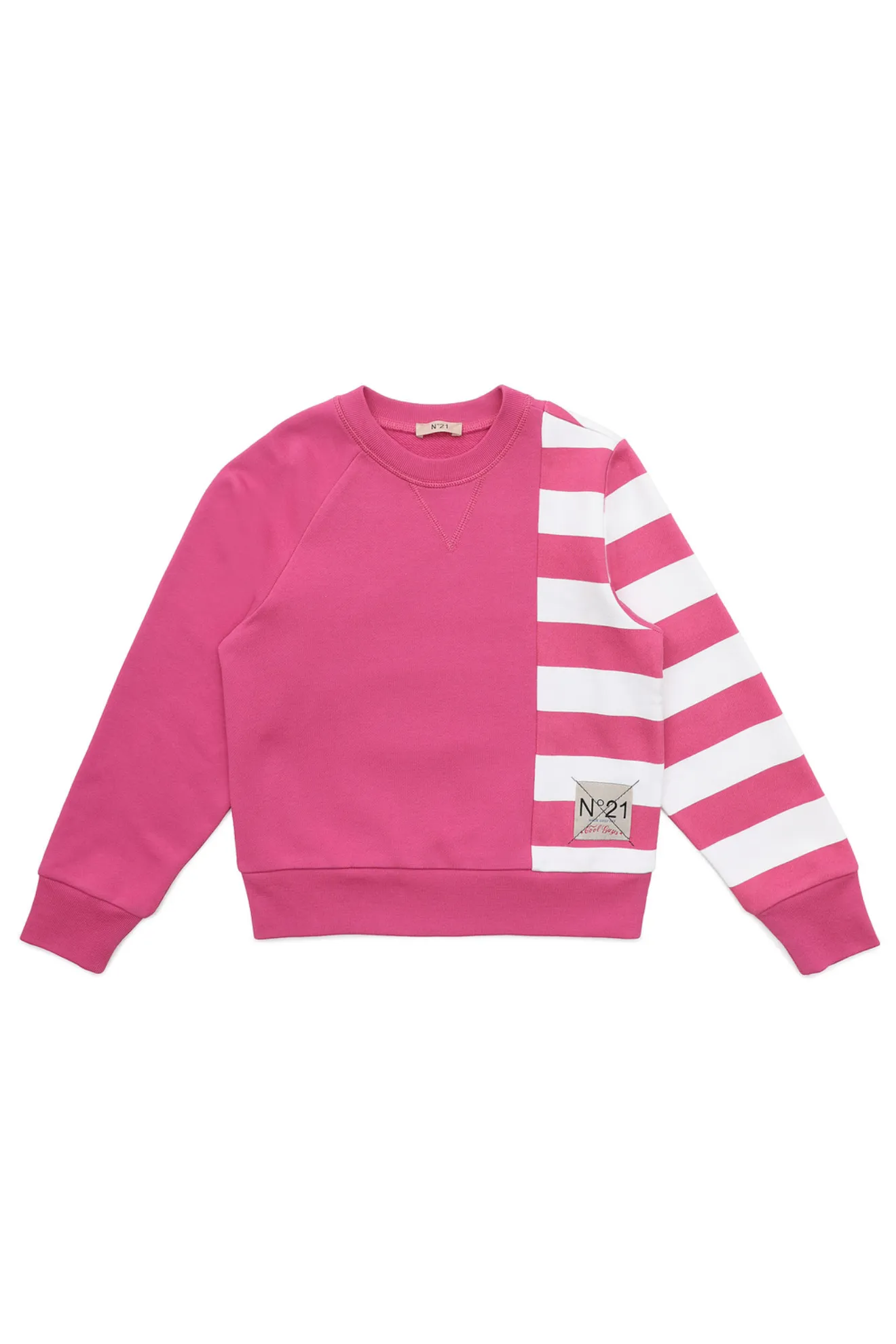 pink and white striped sweatshirt