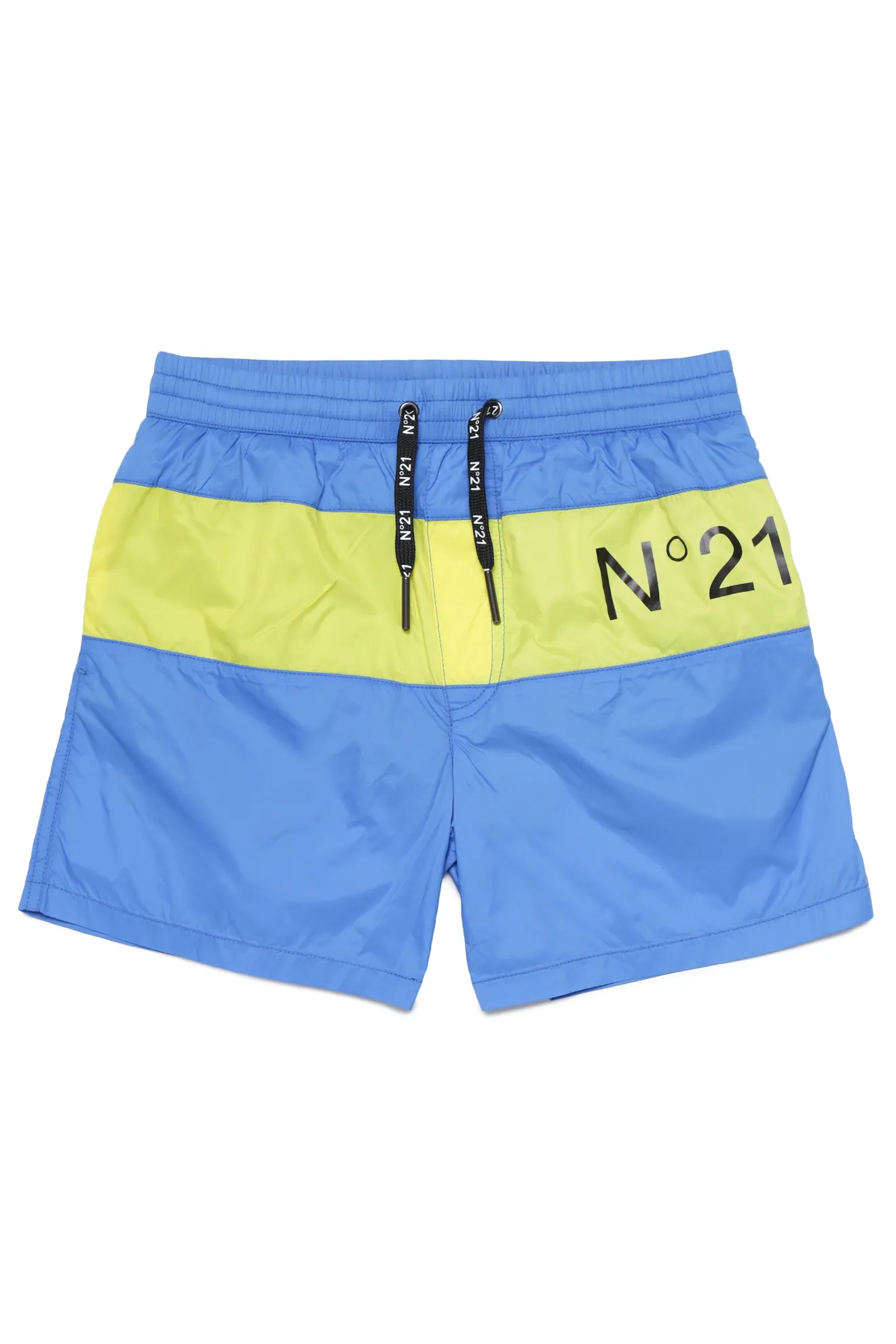 Shorts da mare a righe con logo blu | N°21 | Online Store Ufficiale