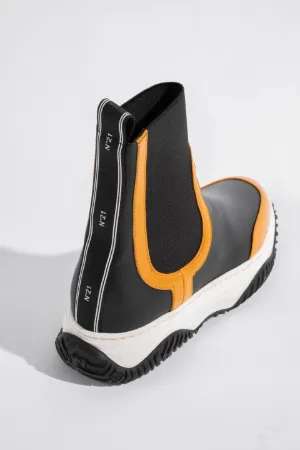 Knit-Insert High-Top Sneakers
