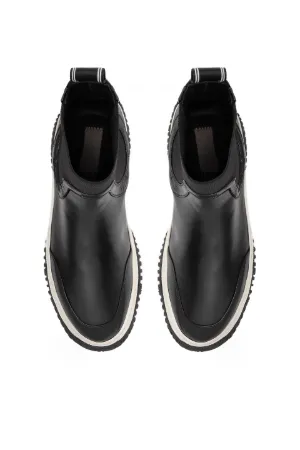 Knit-Insert High-Top Sneakers