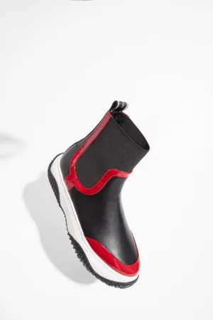 Knit-Insert High-Top Sneakers