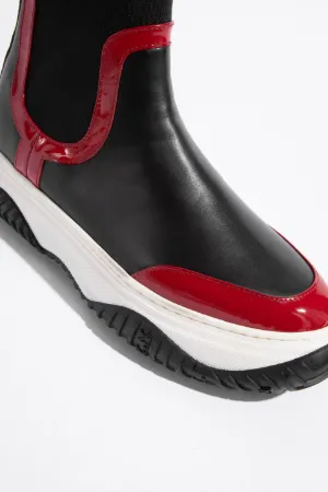 Knit-Insert High-Top Sneakers