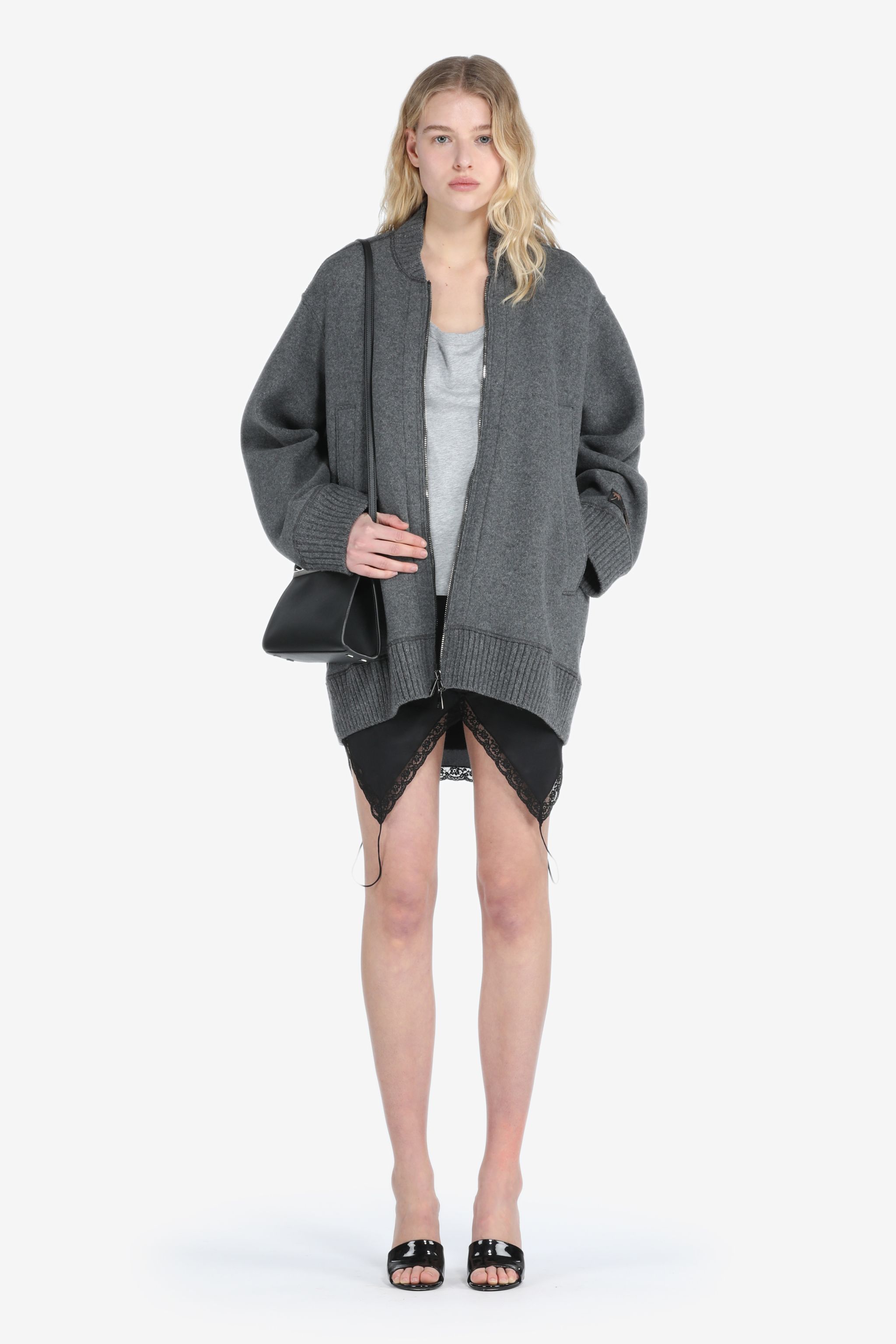 Knitted Bomber Jacket in grey | N°21 | Official Online Store