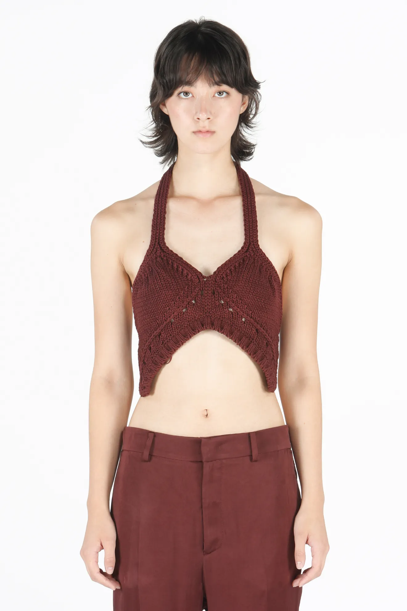 knitted halterneck top