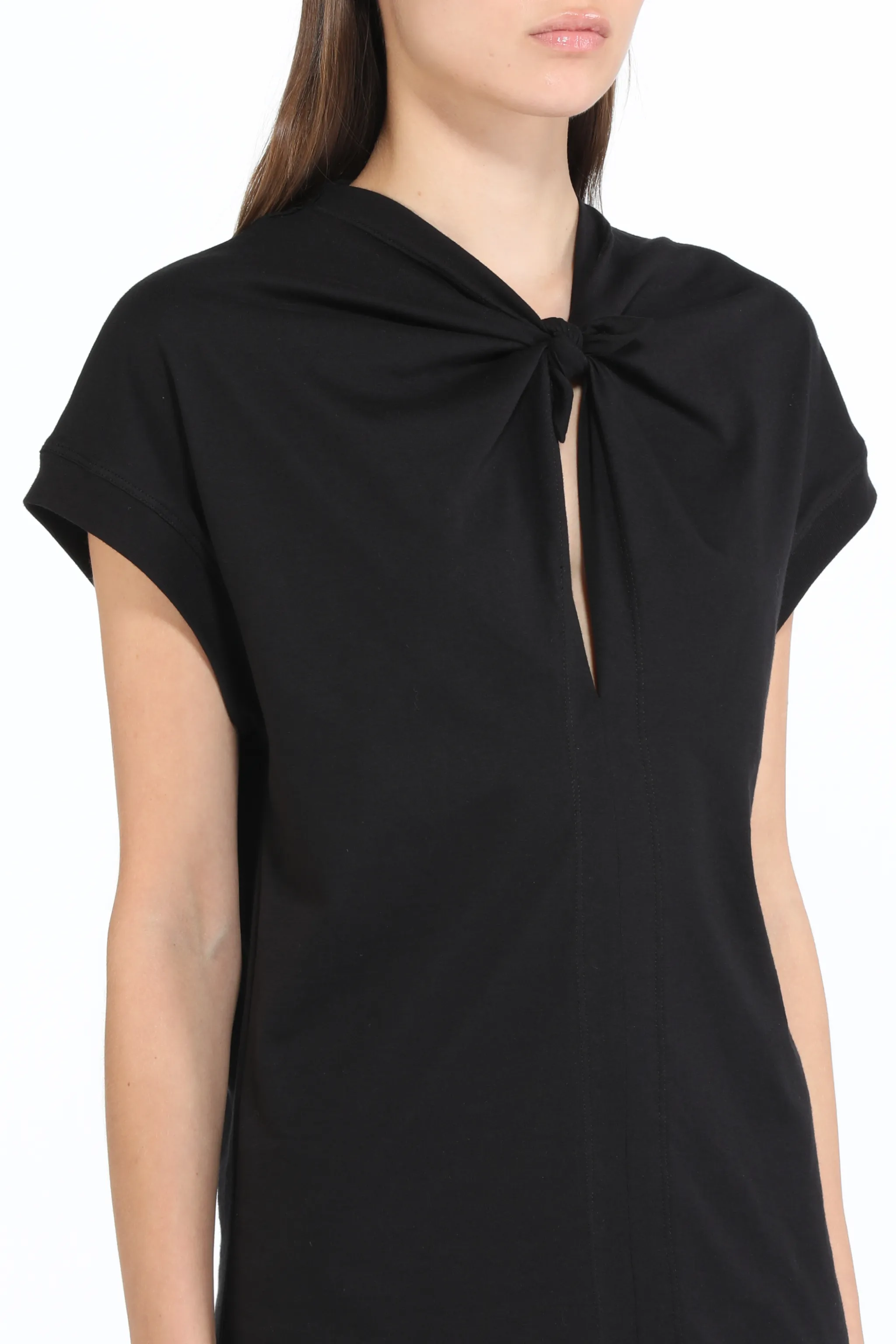 Knotted Cotton T-Shirt in black | N°21 | Official Online Store