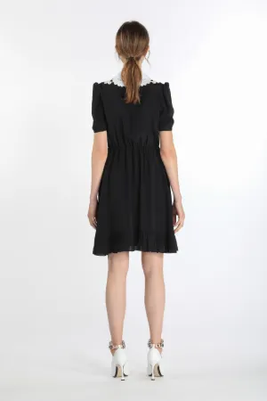 lace-collar short-sleeve dress