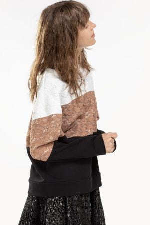 Lace Colour-Block Sweatshirt