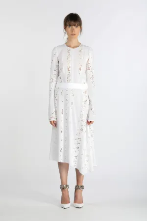 lace-insert silk dress