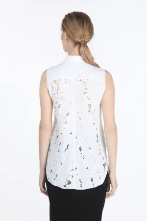 Lace-Insert Sleeveless Shirt