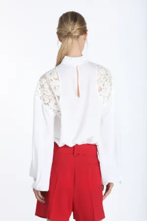 lace shoulders oversized blouse