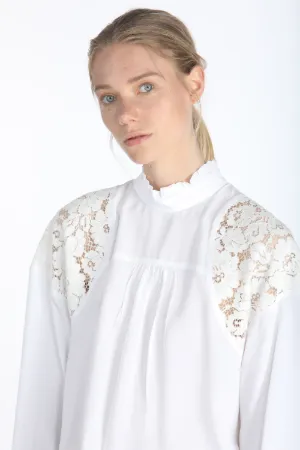 lace shoulders oversized blouse