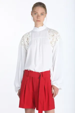 lace shoulders oversized blouse