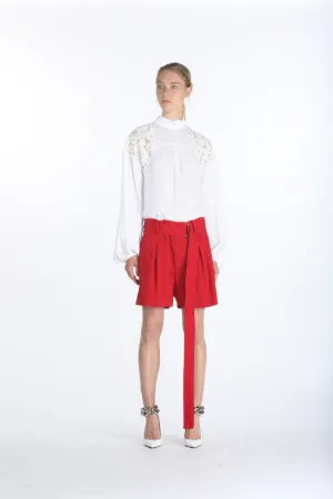 lace shoulders oversized blouse