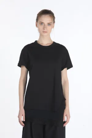 lace-trim layered T-shirt