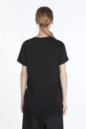 lace-trim layered T-shirt