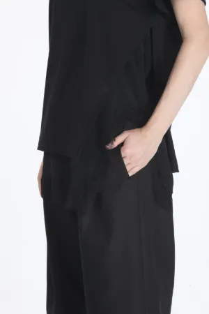 lace-trim layered T-shirt