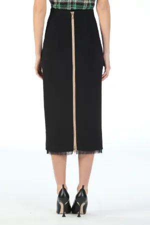 Lace-Trimmed Pencil Skirt