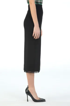 Lace-Trimmed Pencil Skirt
