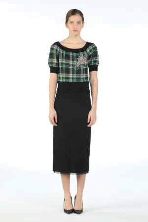 Lace-Trimmed Pencil Skirt