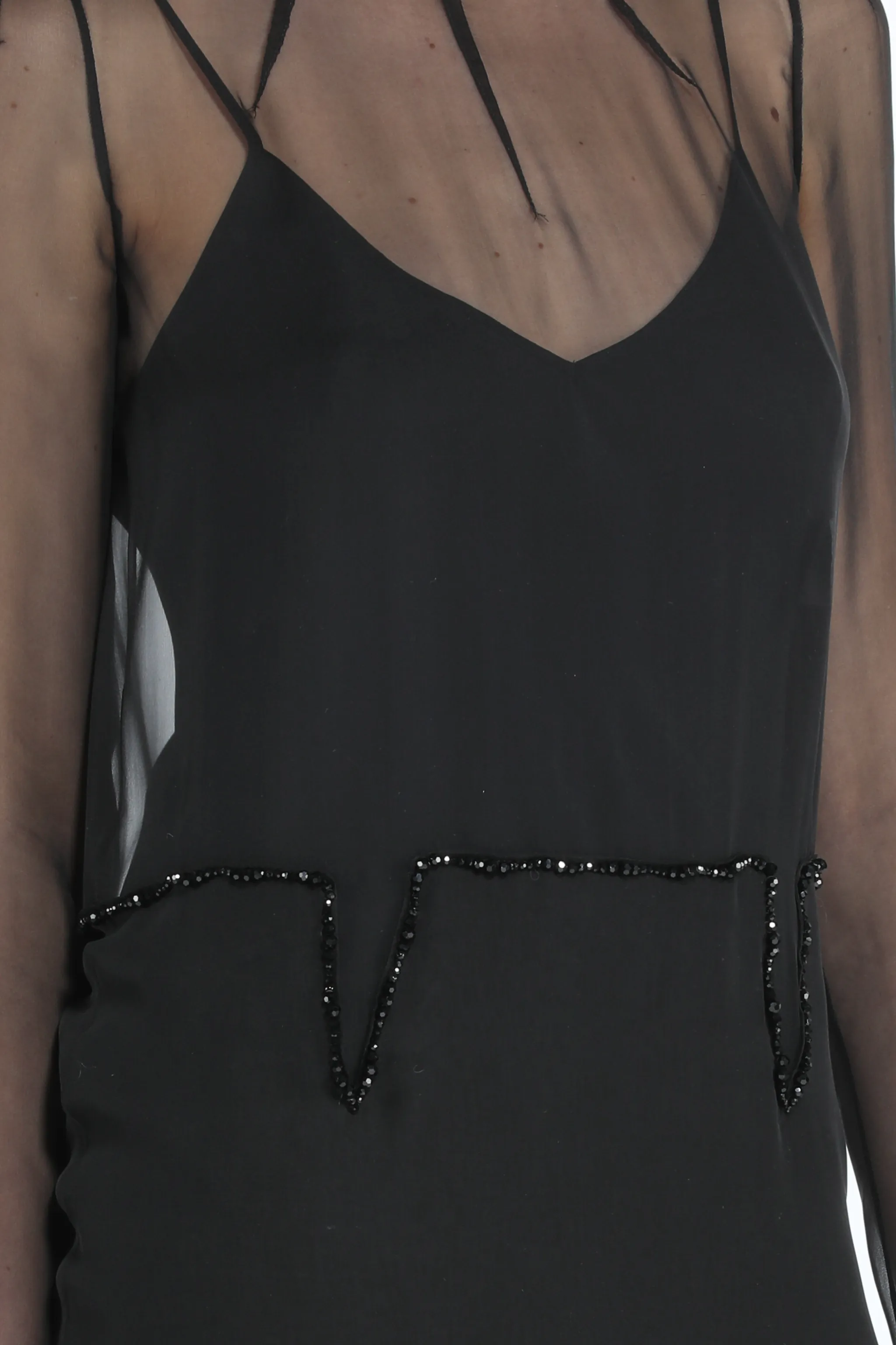 Layered Crystal-Embellished Dress in black | N°21 | Official Online Store