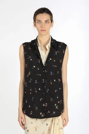 layered-effect floral-print shirt