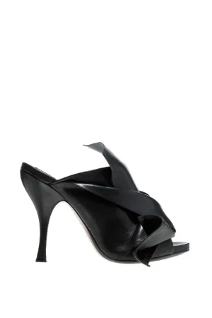 leather bow mules