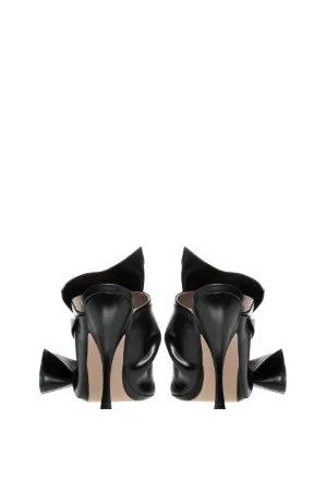 leather bow mules