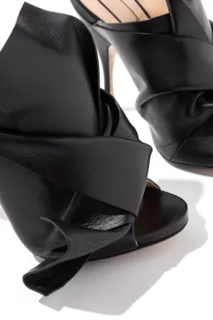 leather bow mules