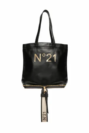 leather logo shopper bag