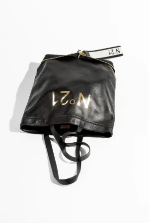 leather logo shopper bag