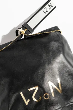 leather logo shopper bag