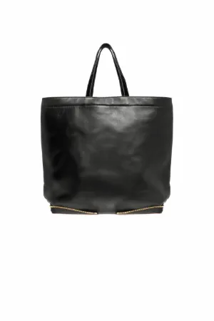 leather logo shopper bag