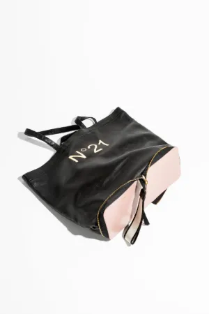 leather logo shopper bag