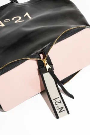 leather logo shopper bag