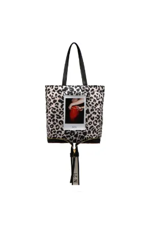 leopard photo-print shopper bag