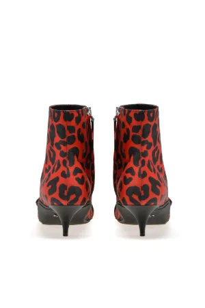 red leopard print ankle boots