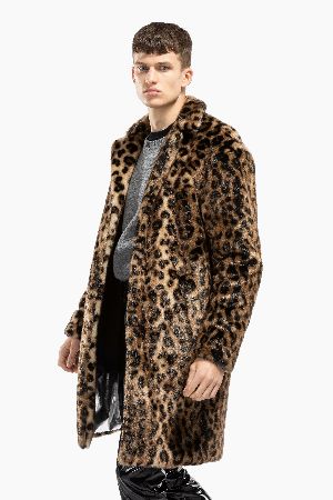 Leopard print faux fur coat in brown | N°21 | Official Online Store