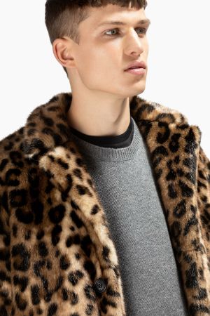 Leopard print faux fur coat in brown | N°21 | Official Online Store