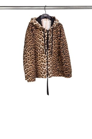 leopard print zip-front hoodie
