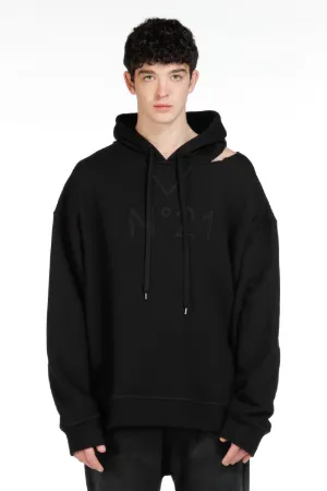 Logo-Appliqué Cut-Out Hoodie