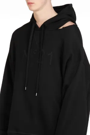 Logo-Appliqué Cut-Out Hoodie