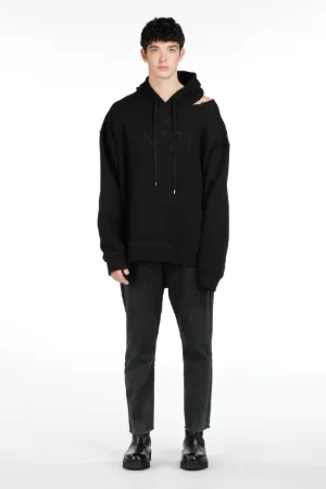 Logo-Appliqué Cut-Out Hoodie