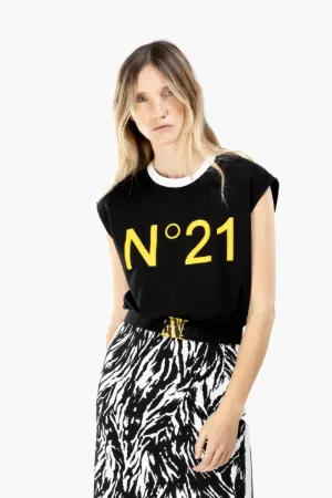 Logo cap sleeve T-shirt