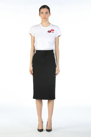 Logo-Embroidered Pencil Skirt