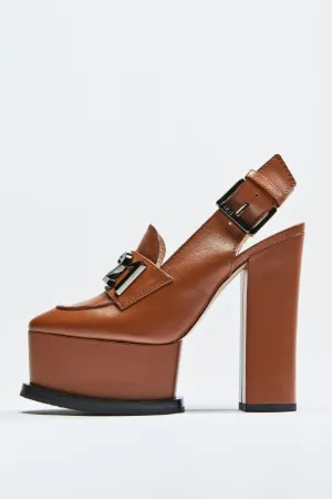 logo-plaque slingback platform mules