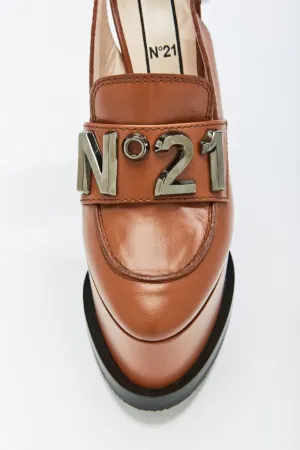 logo-plaque slingback platform mules