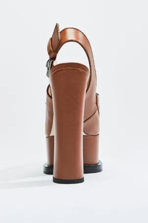 logo-plaque slingback platform mules