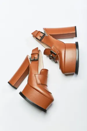 logo-plaque slingback platform mules