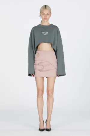 Logo-Print Cropped Cotton Sweatshirt
