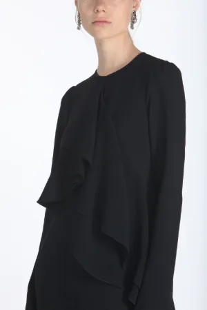 long-sleeve draped dress